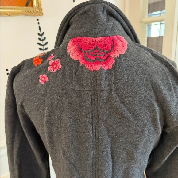 Johnny Was Gray Floral Embroidered Coat - Picture 3 of 8